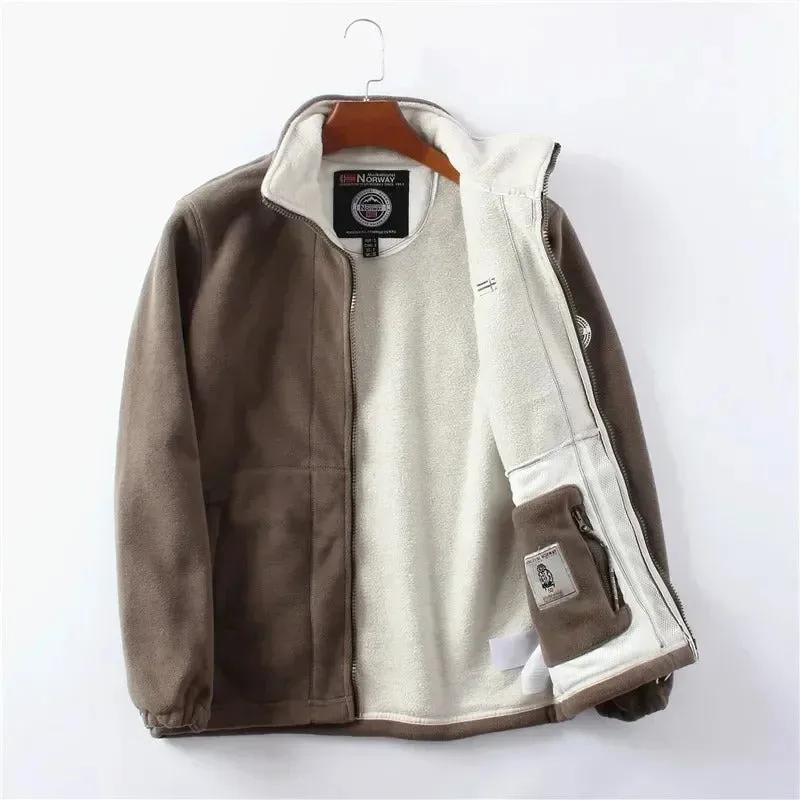 2024NEW Mens Double-Layer Fleece Hooded Jacket