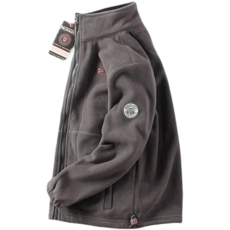 2024NEW Mens Double-Layer Fleece Hooded Jacket