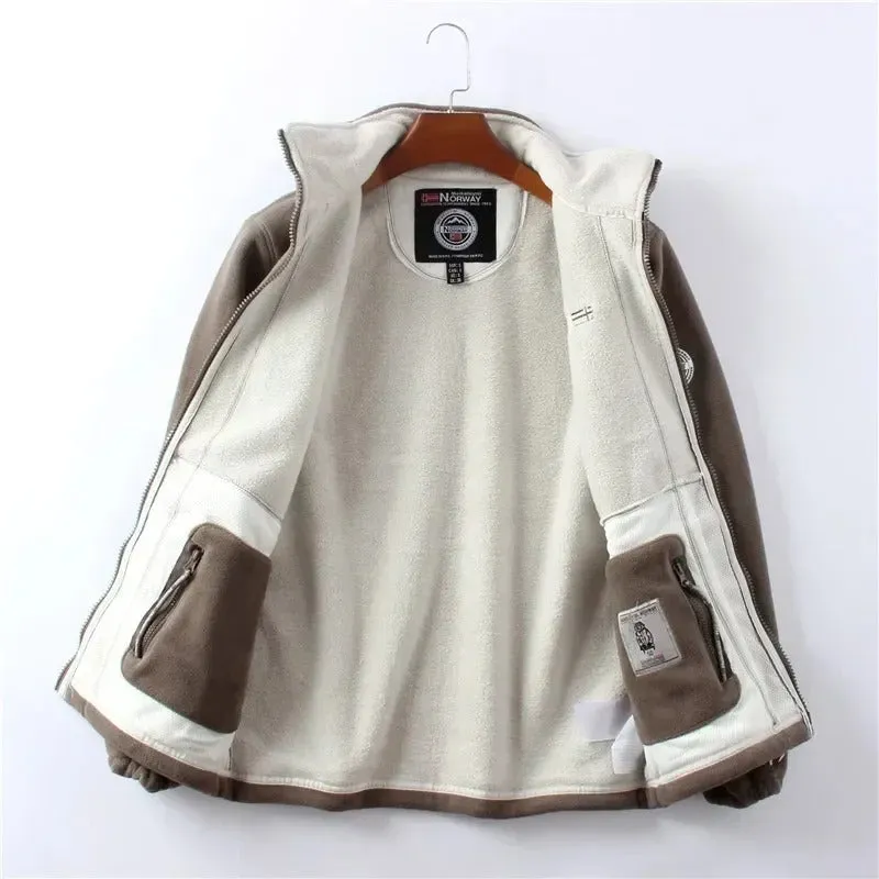 2024NEW Mens Double-Layer Fleece Hooded Jacket