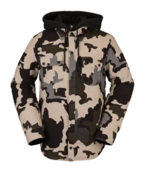 21/22 Volcom Mens Field Insulated Flannel Jacket Drill Khaki