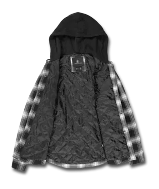 21/22 Volcom Womens Hooded Flannel Jacket Black