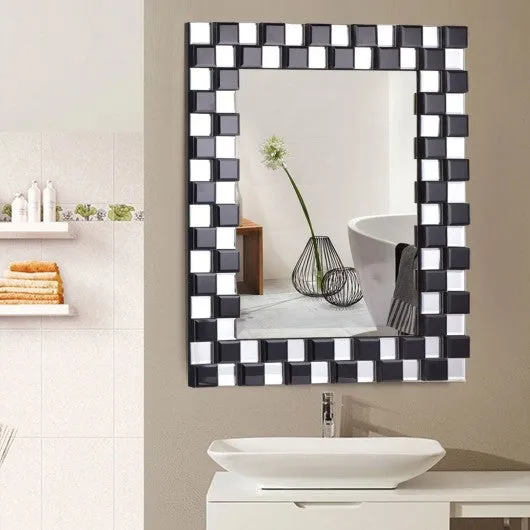 23.5" x 31.5" Rectangular Wall-Mounted Wooden Frame Bathroom Mirror