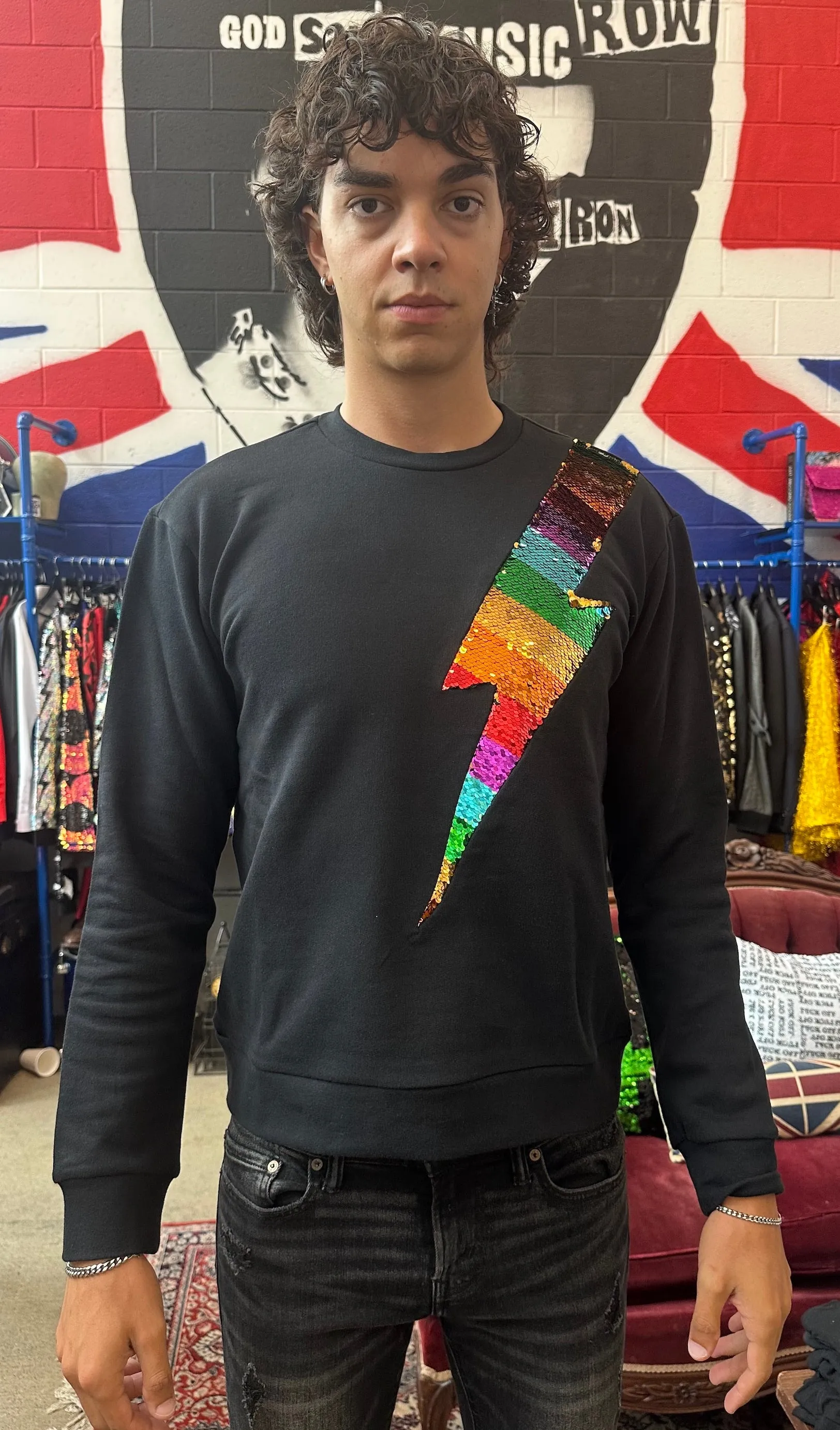 Any Old Iron Men's Rainbow Gold Lightning Sweatshirt