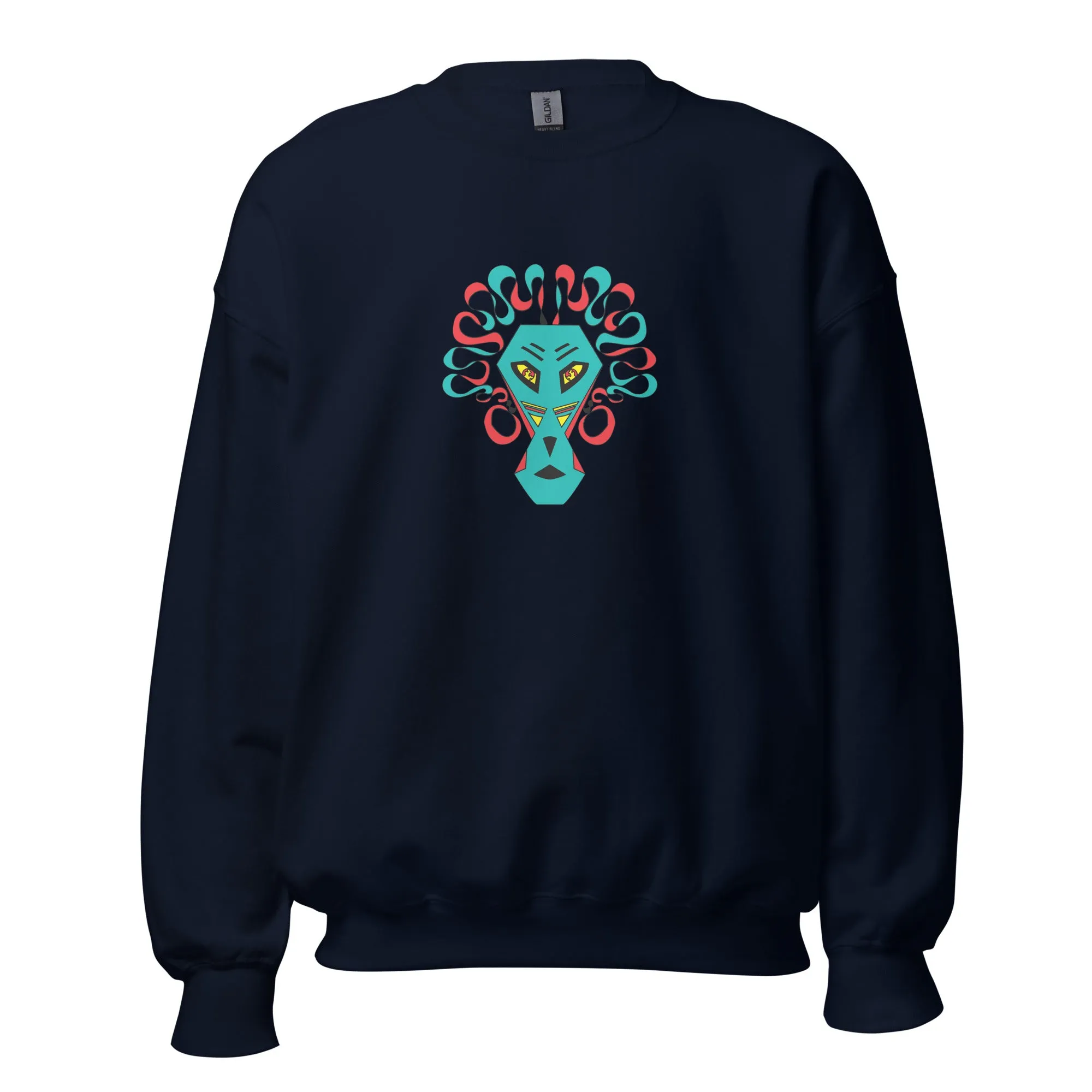 Artsy Print Mask Unisex Sweatshirt, Animal Print Fashion, Streetwear Style, Unique Clothing Trends