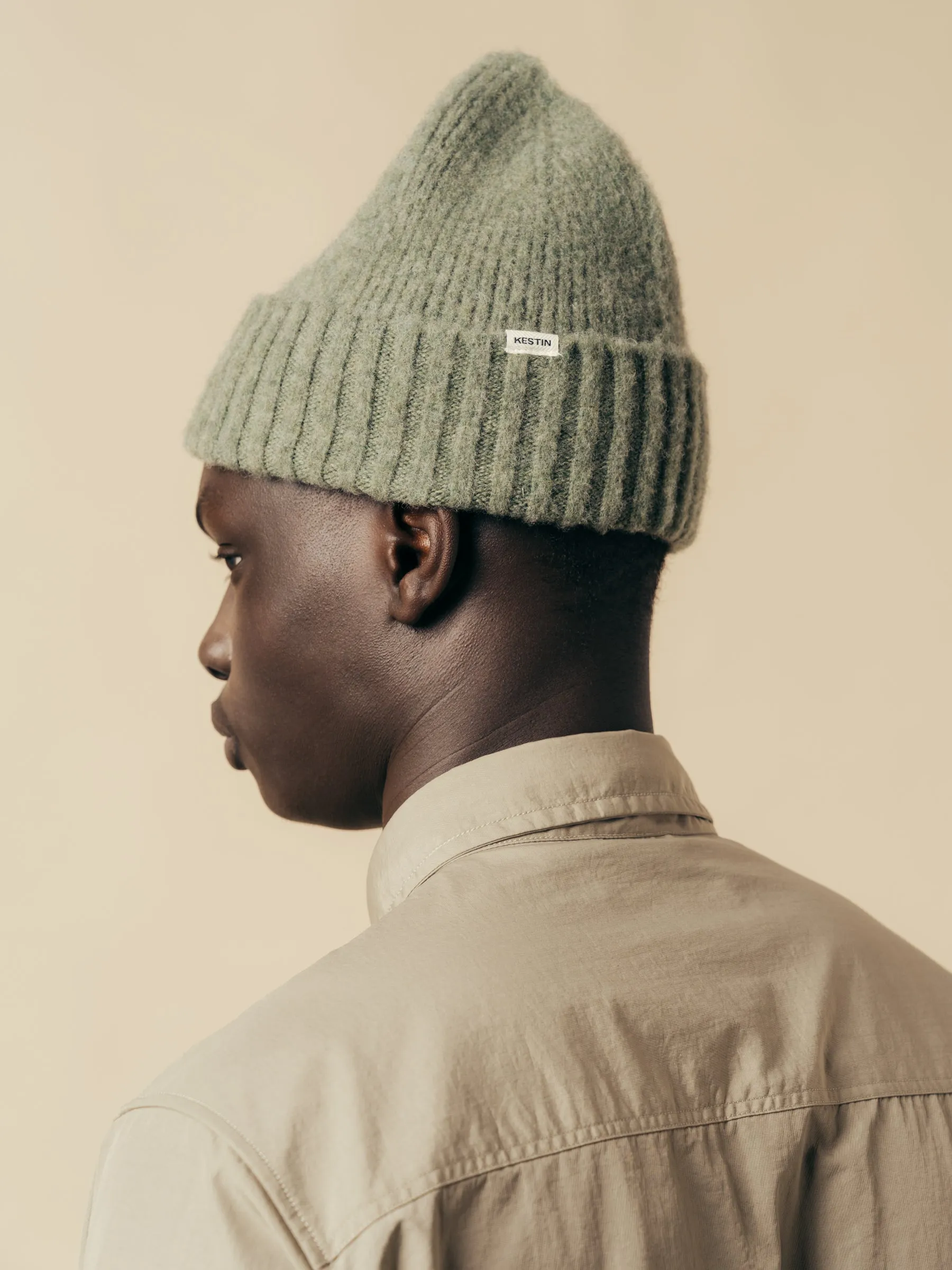 Balloch Beanie in Moss Brushed Lambswool