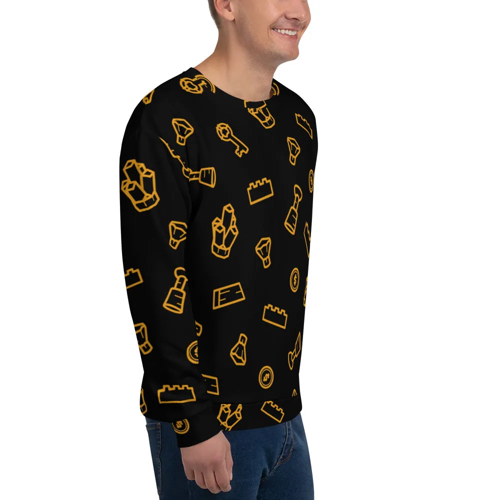 Brick Treasure Parts All-Over Print Unisex Sweatshirt Black
