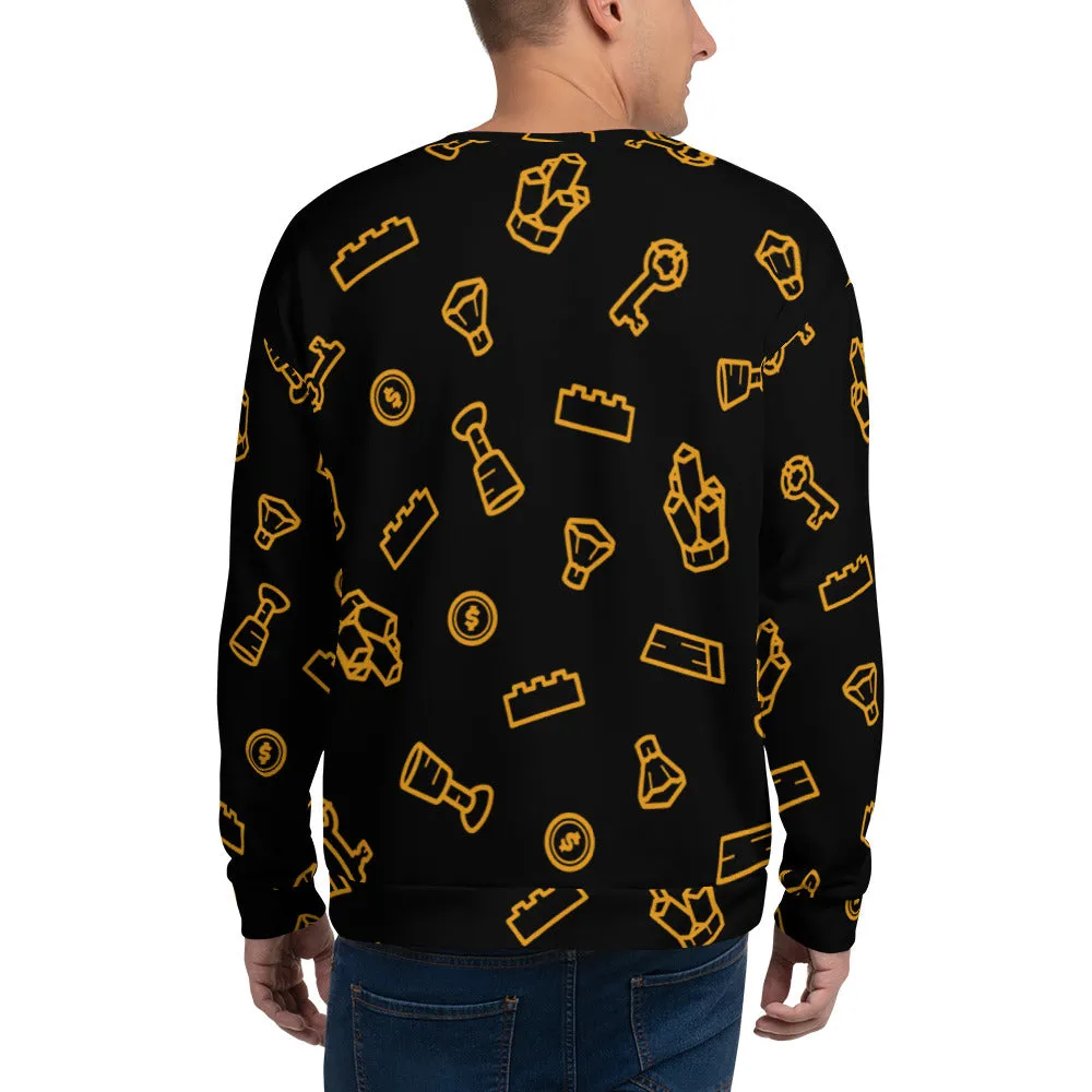 Brick Treasure Parts All-Over Print Unisex Sweatshirt Black
