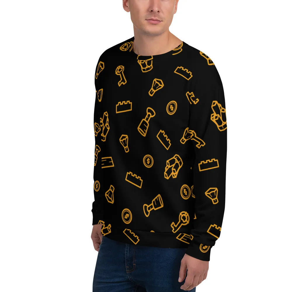 Brick Treasure Parts All-Over Print Unisex Sweatshirt Black
