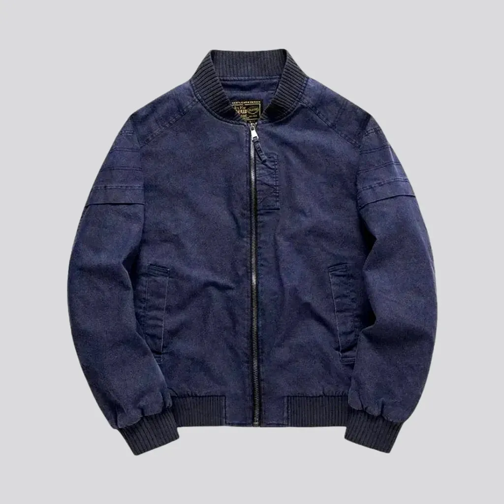 Casual men's denim bomber jacket