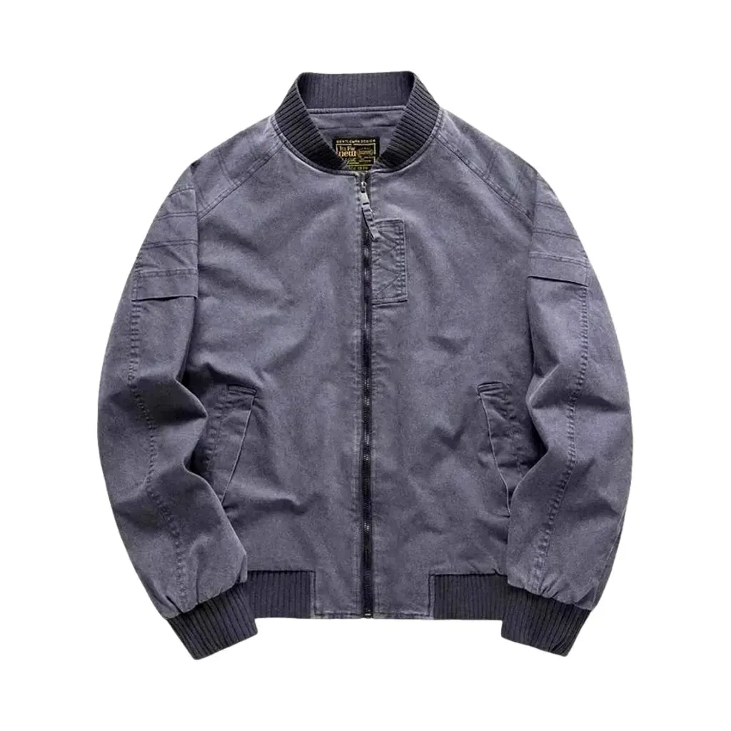 Casual men's denim bomber jacket