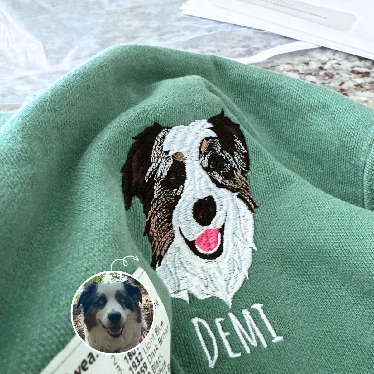 Custom Dog Embroidered Sweatshirt from Photo, Personalized Dog Lover Sweatshirt with Dog Face