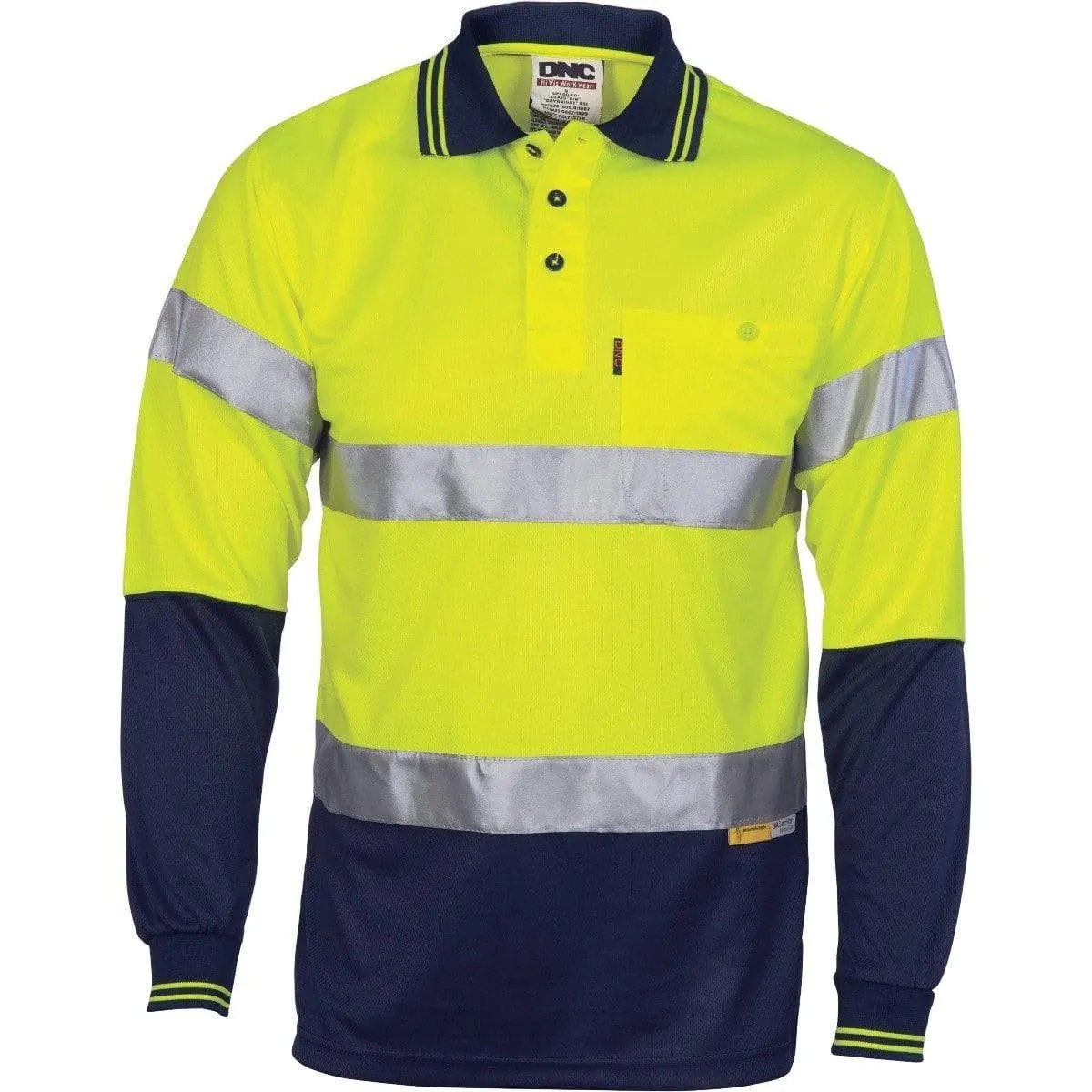 Dnc Workwear Hi-vis D/n Cool-breathe Long Sleeve Polo Shirt With 3m 8906 R/tape - 3913