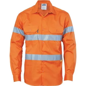 Dnc Workwear Hi-vis Long Sleeve Drill Shirt With 3m R/tape - 3835