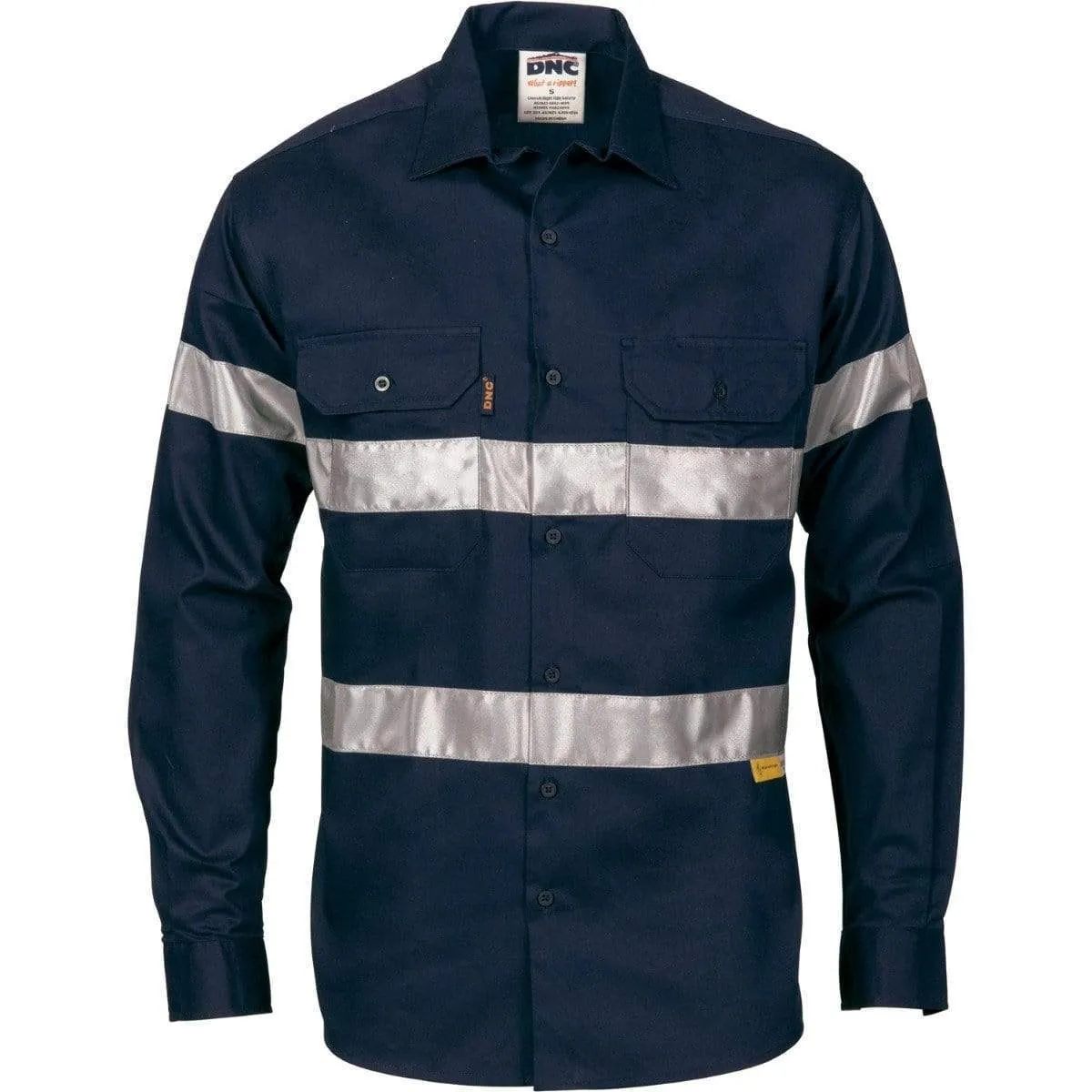 Dnc Workwear Hi-vis Long Sleeve Drill Shirt With 3m R/tape - 3835