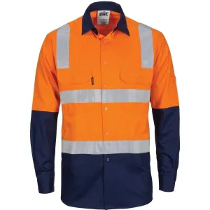 Dnc Workwear Hi-vis Two-tone Cool-breeze Long Sleeve Cotton Shirt With Hoop & Shoulder Csr Reflective Tape - 3747