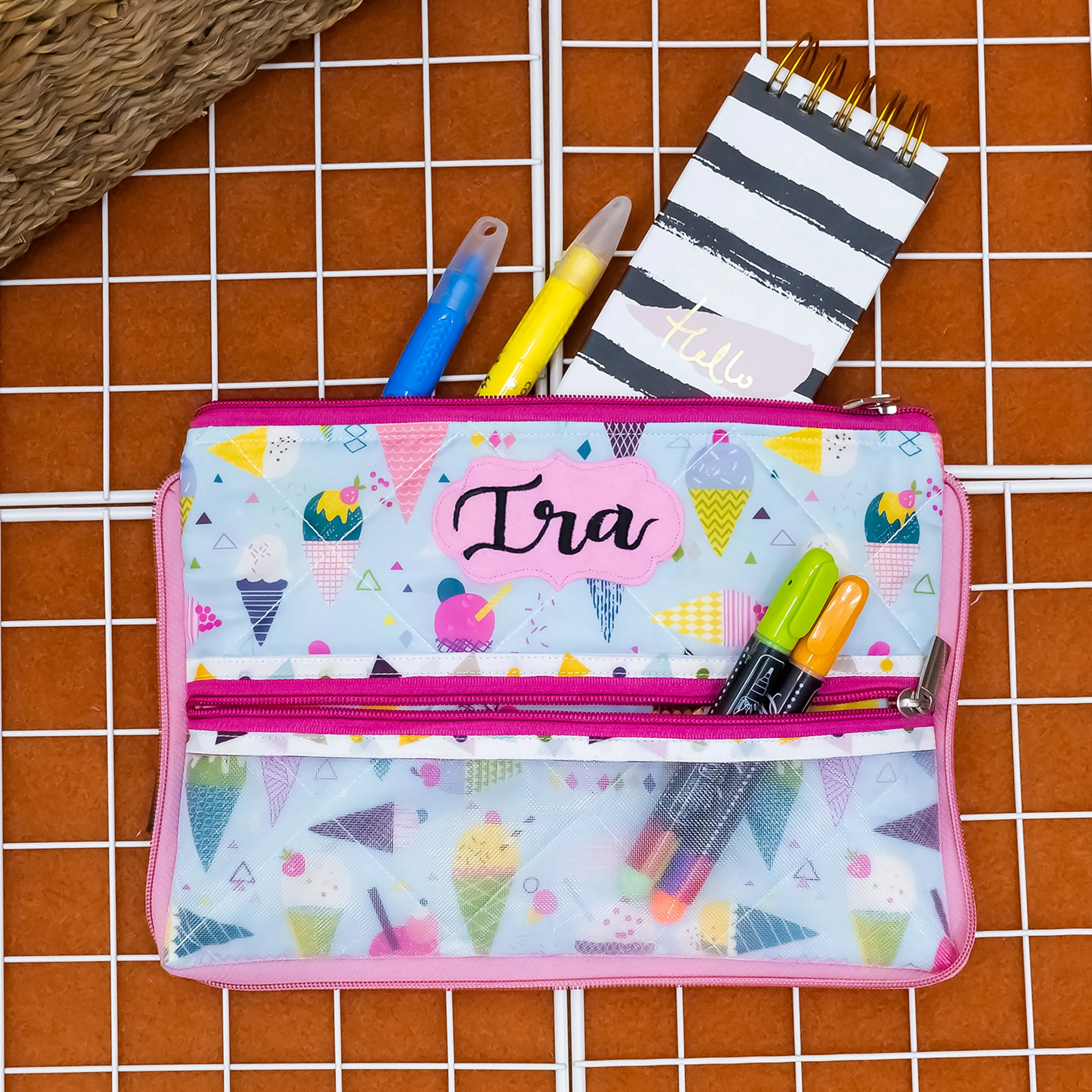 Double Zip Pencil Pouch - Ice cream