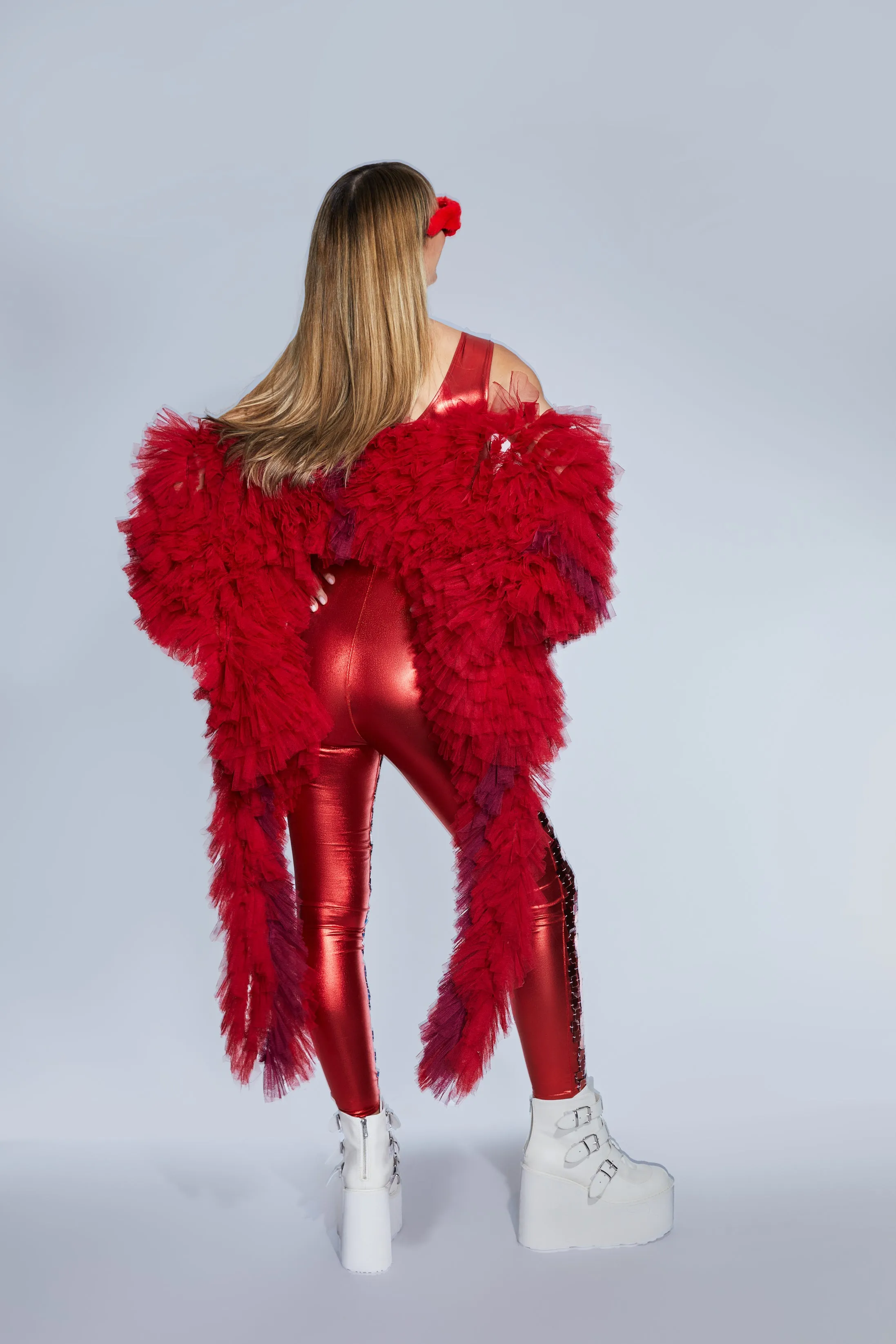 Elektra One Shoulder Red Mirrored Catsuit by Dani Watanabe