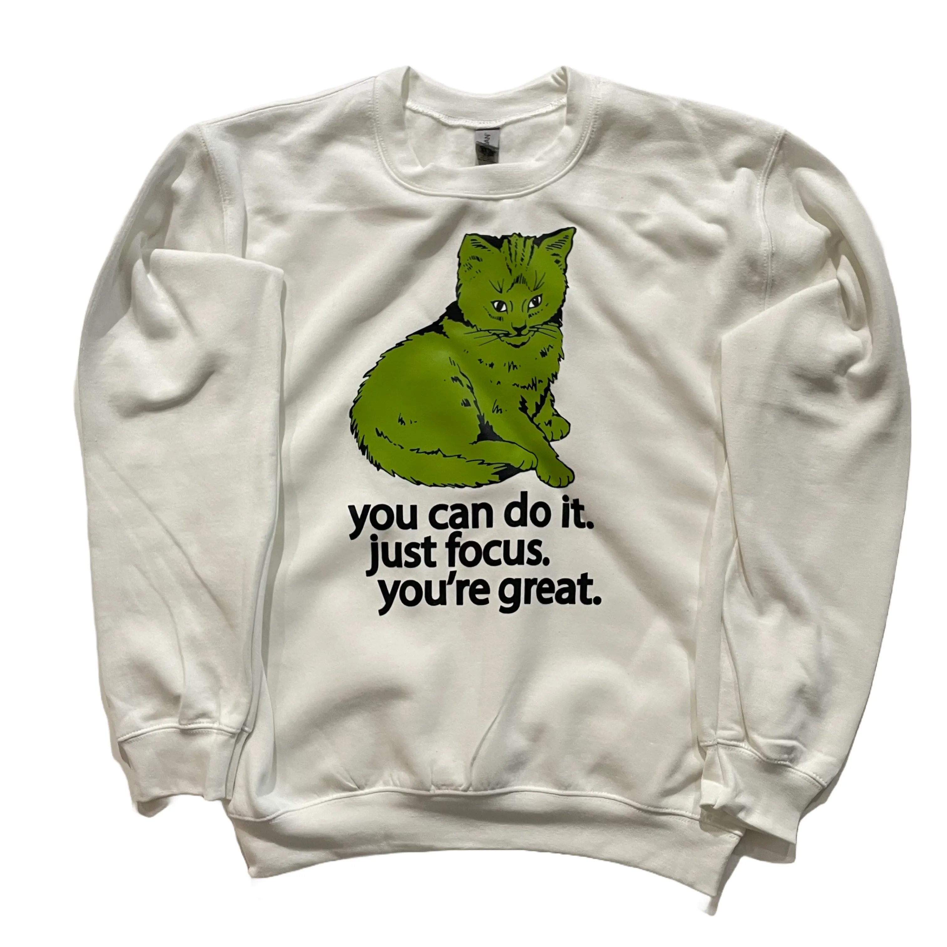 Focus Cat Sweatshirt - Mossy Green Cat