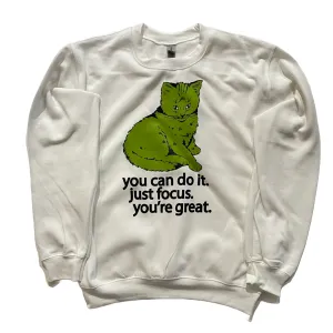 Focus Cat Sweatshirt - Mossy Green Cat