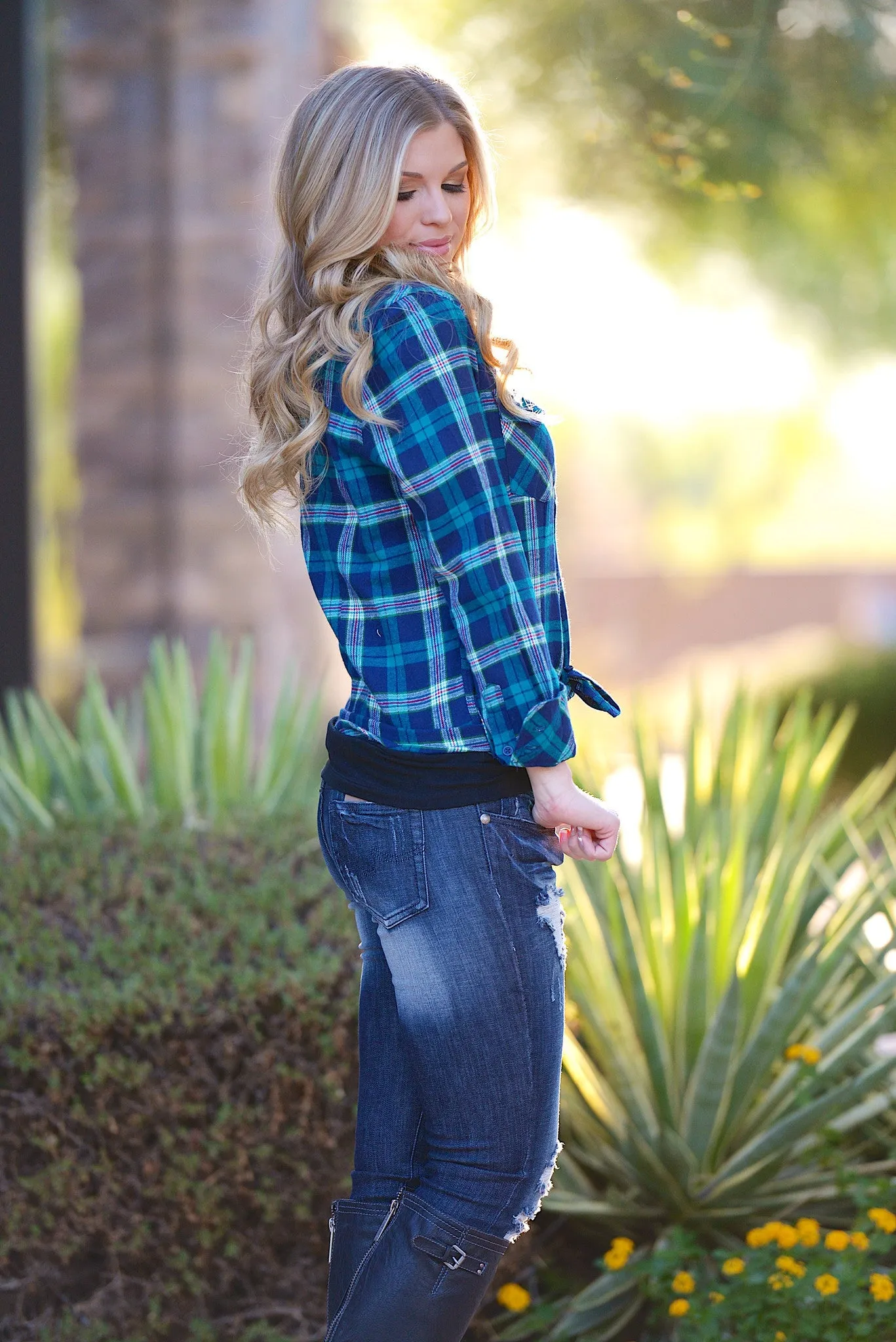 Freedom To Roam Flannel Top - Teal