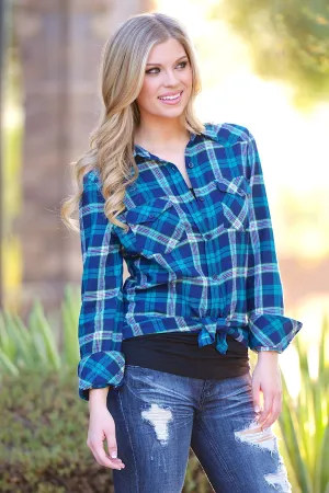 Freedom To Roam Flannel Top - Teal