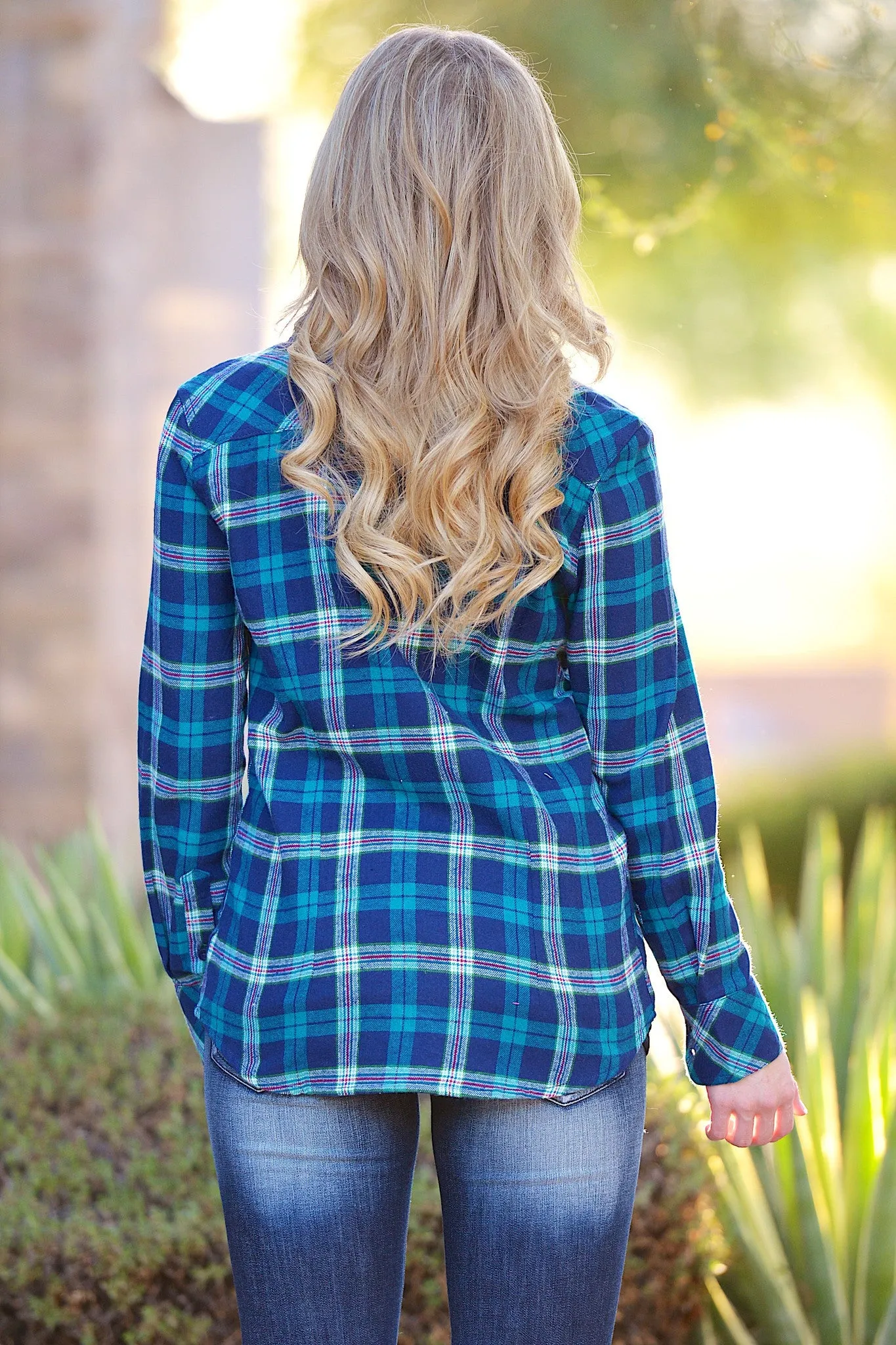 Freedom To Roam Flannel Top - Teal