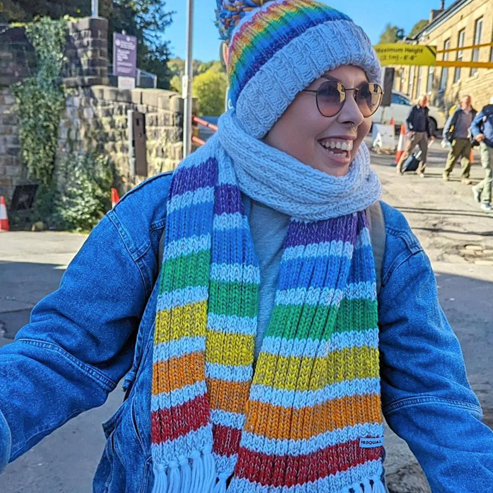 Gay Pride Rainbow Luxury Jumbo Reflective Scarf - White