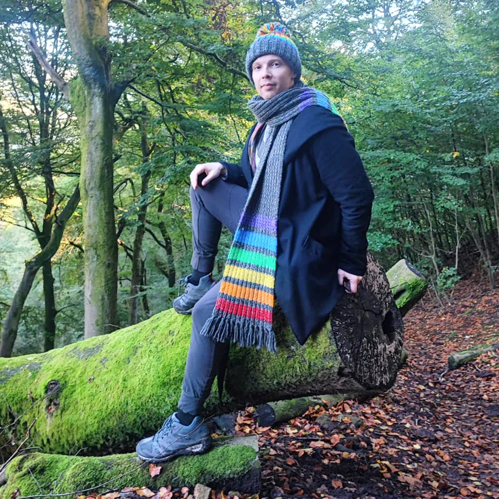 Gay Pride Rainbow Luxury Jumbo Reflective Scarf - White