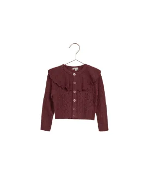 Girls Sweater | Ruffle Cardigan - Fig | Noralee