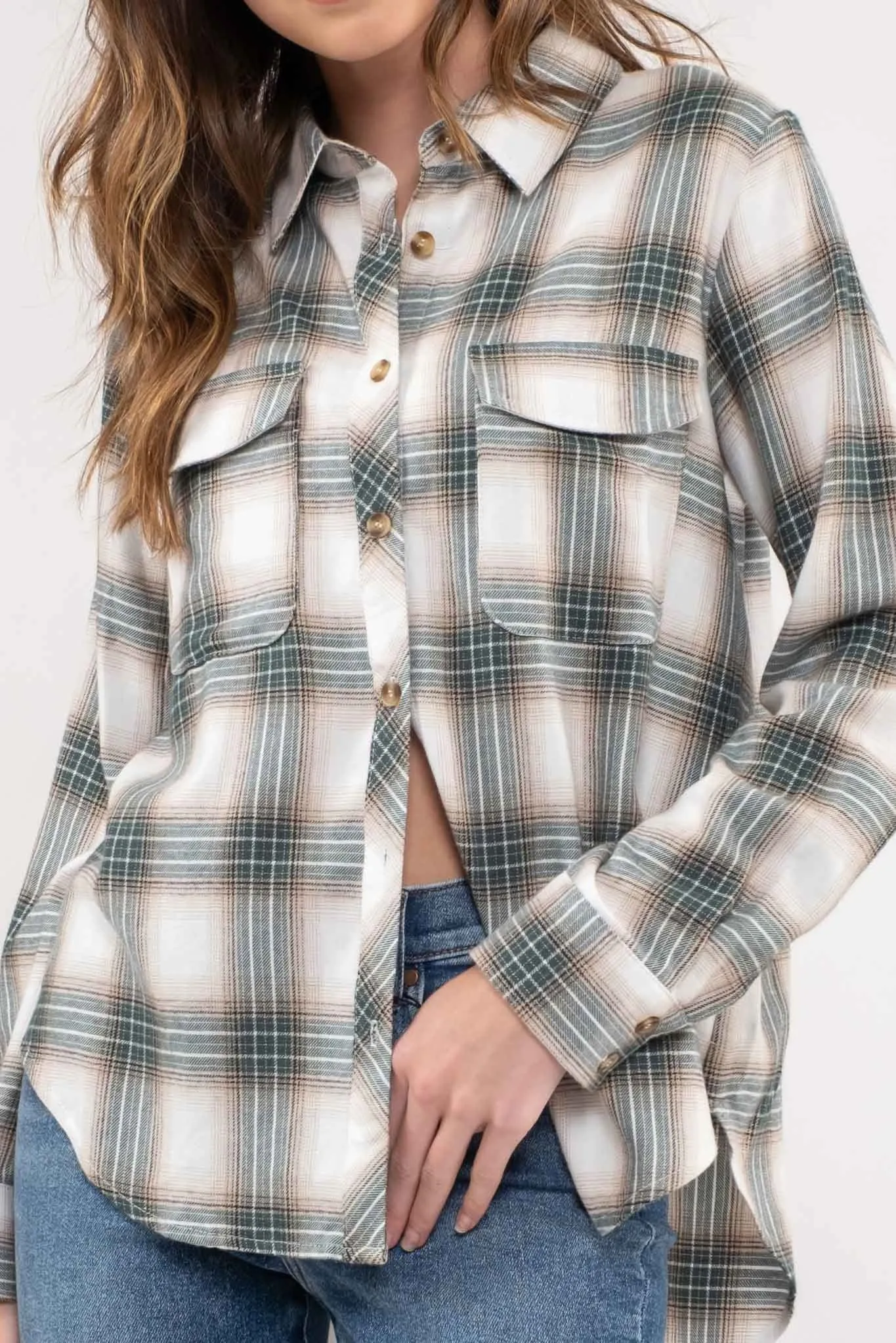 Hannah Plaid Button Down Top
