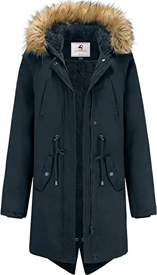 HOODED WINTER COAT WARM FLEECED LINED PARKA LONG JACKETS