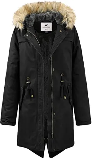 HOODED WINTER COAT WARM FLEECED LINED PARKA LONG JACKETS