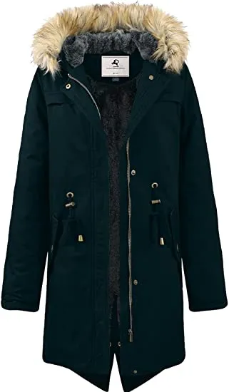 HOODED WINTER COAT WARM FLEECED LINED PARKA LONG JACKETS