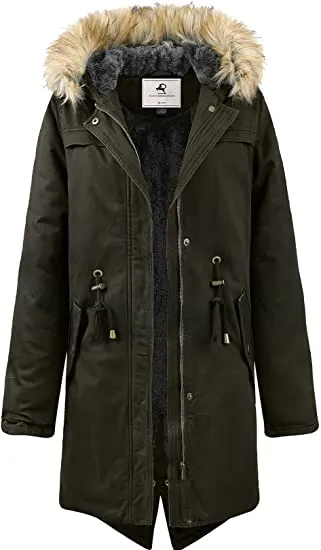 HOODED WINTER COAT WARM FLEECED LINED PARKA LONG JACKETS