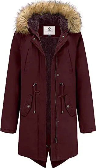 HOODED WINTER COAT WARM FLEECED LINED PARKA LONG JACKETS