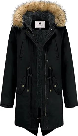 HOODED WINTER COAT WARM FLEECED LINED PARKA LONG JACKETS