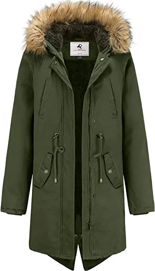 HOODED WINTER COAT WARM FLEECED LINED PARKA LONG JACKETS