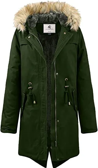 HOODED WINTER COAT WARM FLEECED LINED PARKA LONG JACKETS