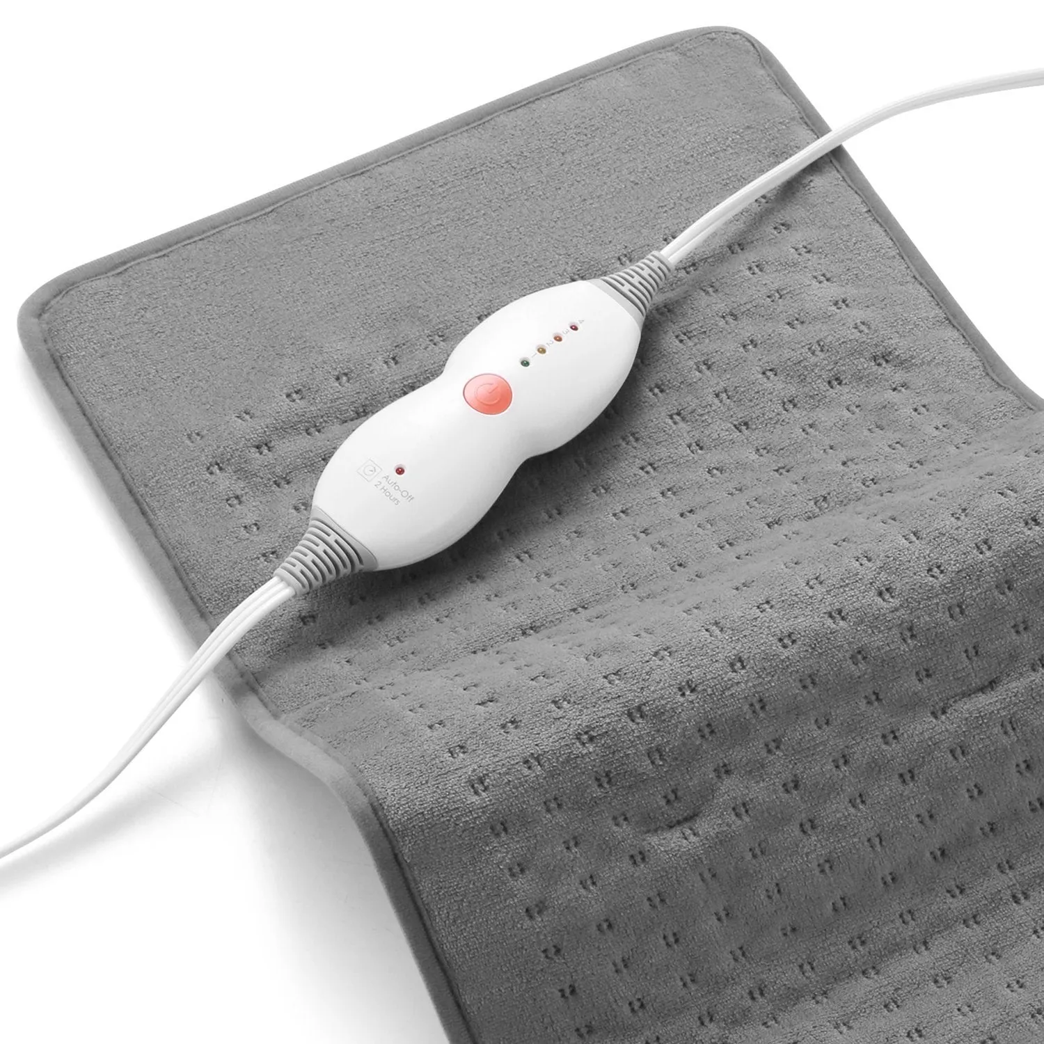 Large 12" x 24" Size Heating Pad with 3 Heat Settings and 2 Hour Auto shut off, Iron Grey