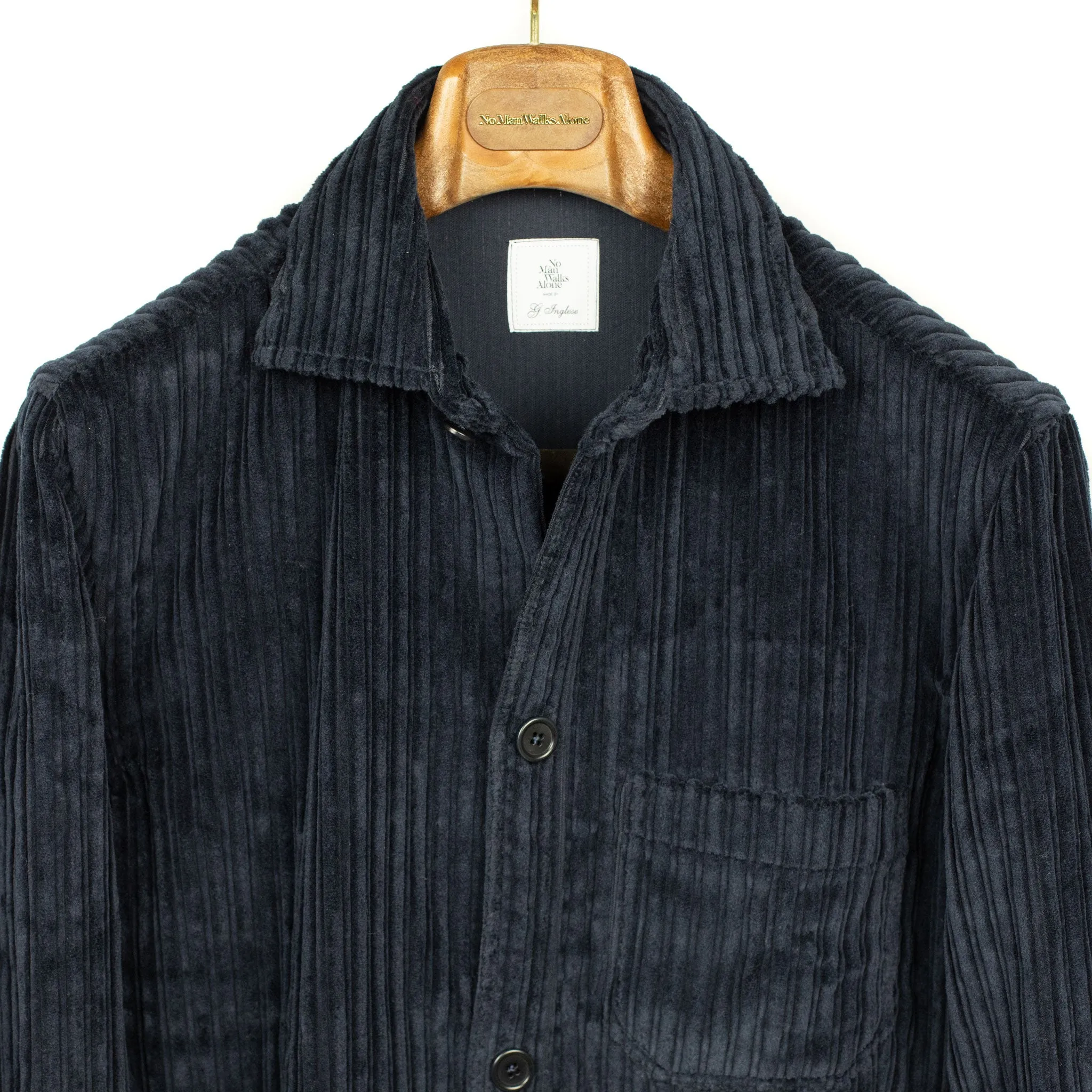 Lavoro chore jacket in navy cotton cashmere wide-wale corduroy