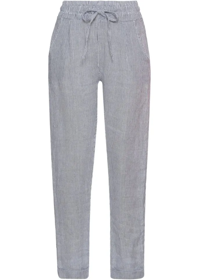 Linen trousers with tencel lyocell Bodyflirt, blue