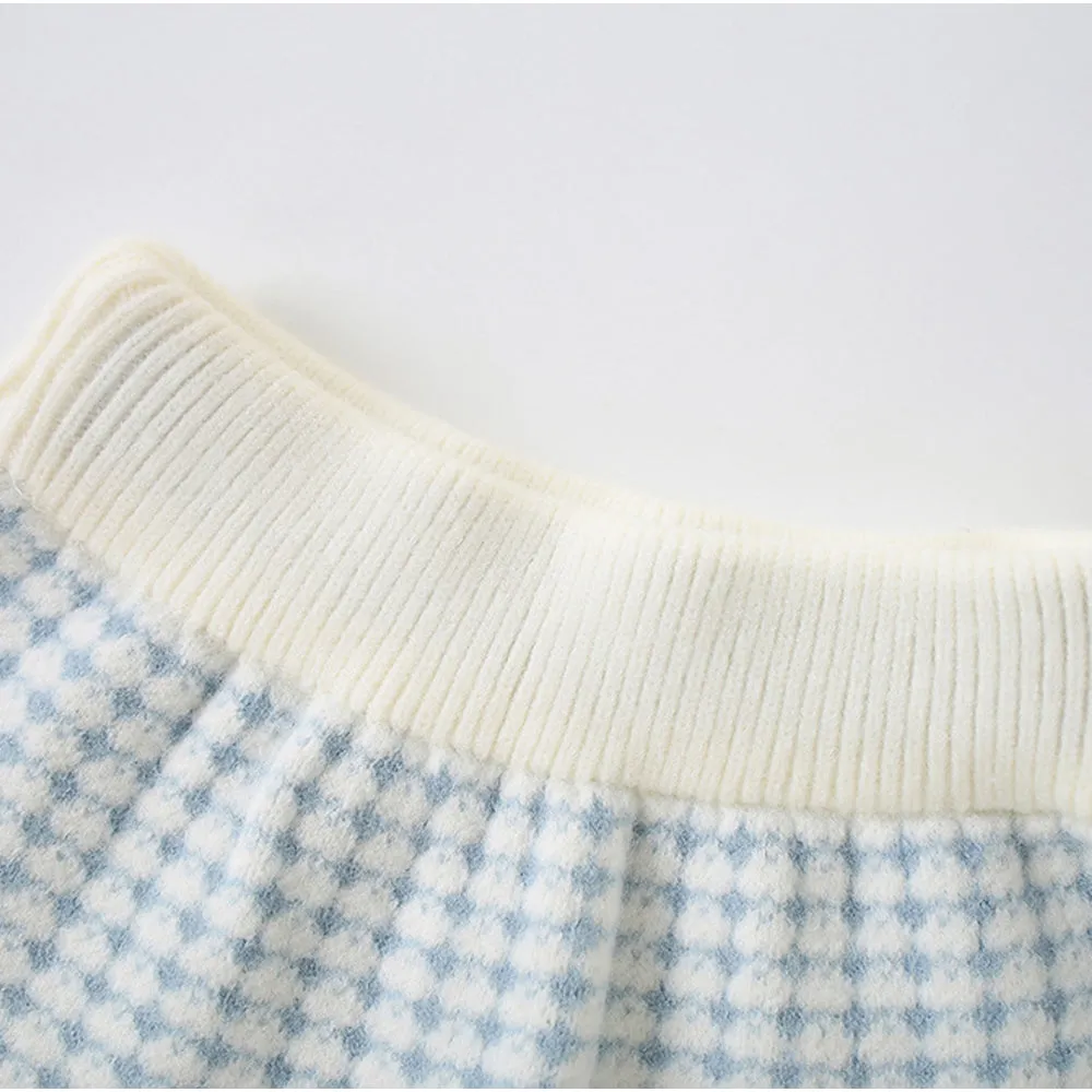 Little Surprise Box, Blue & Cream Big Bow , 2 pc Top & Skirt Set For Toddlers And Kids-2-3Y