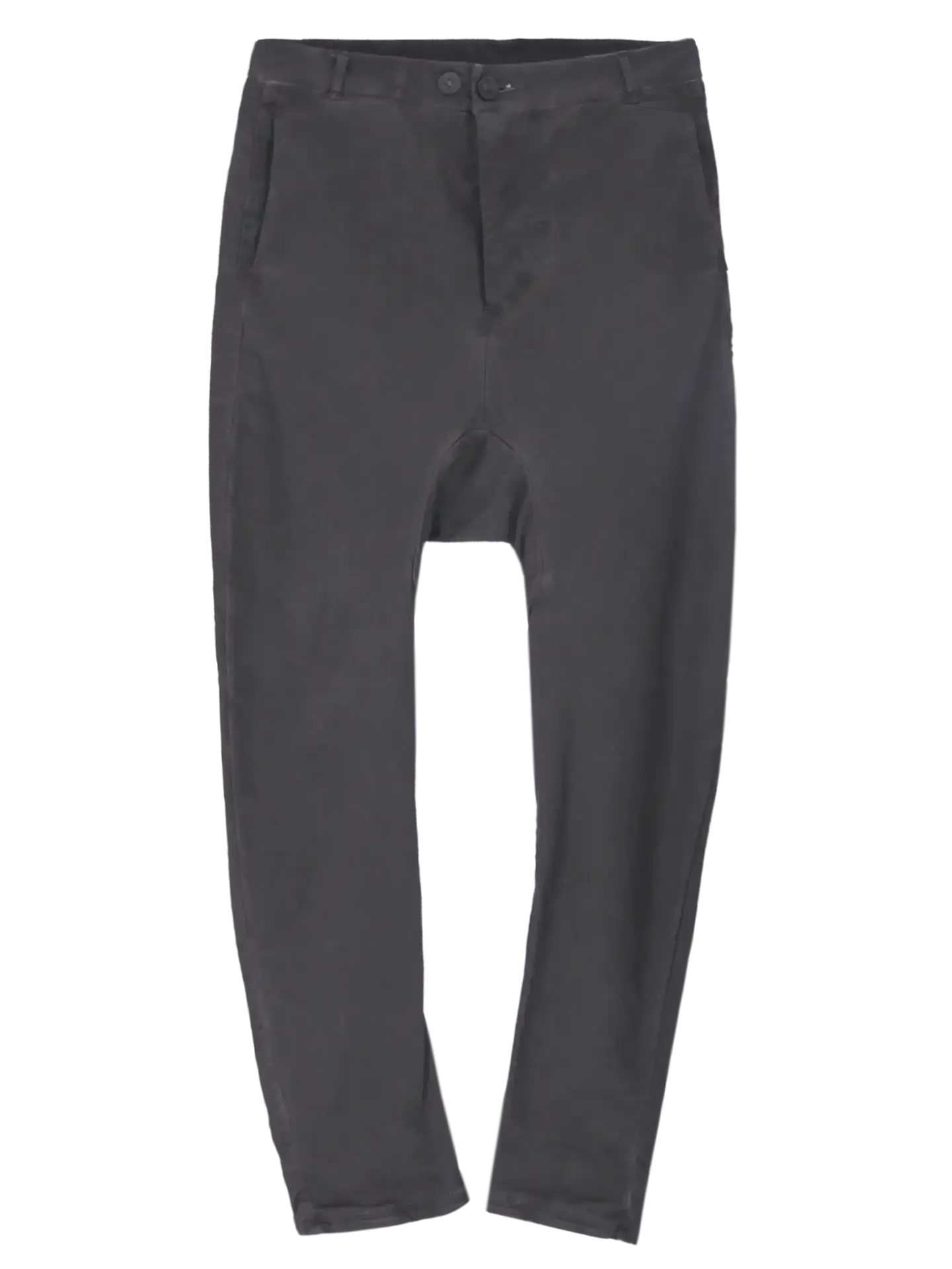 low-crotch tapered trousers