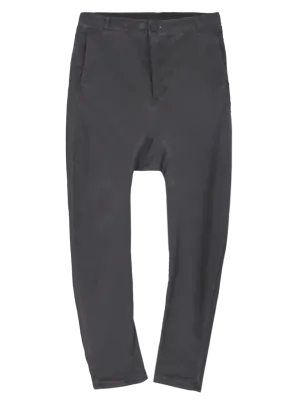 low-crotch tapered trousers