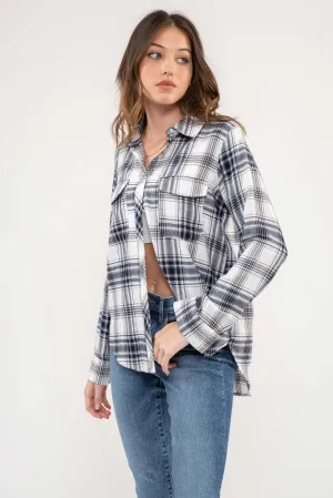 Megan Plaid Button Down Top