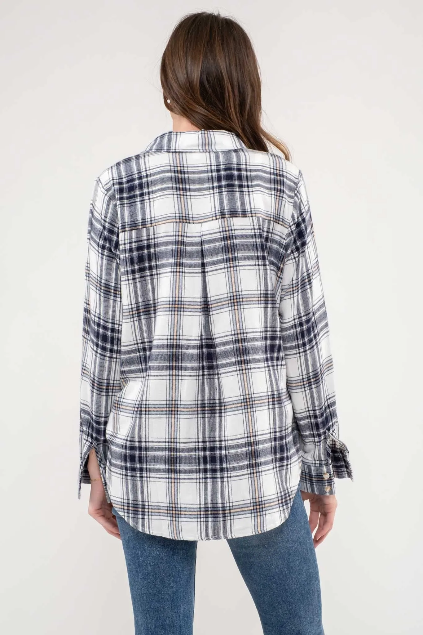 Megan Plaid Button Down Top