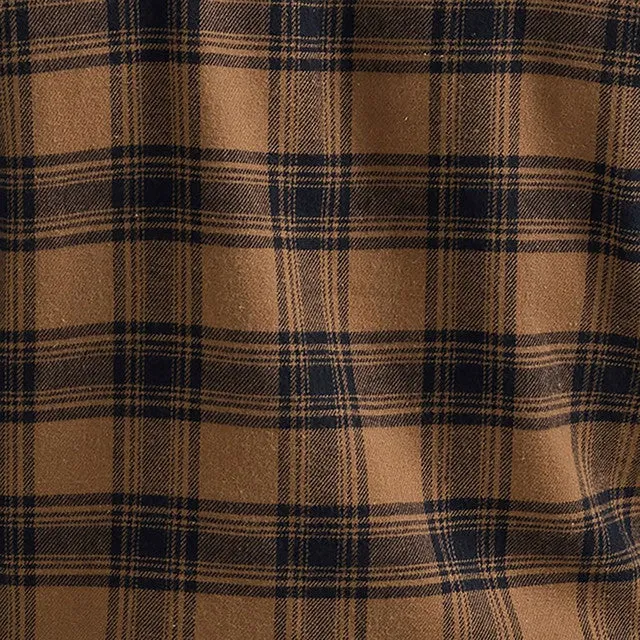 Men's Wrangler Retro® Long Sleeve Flannel Western Snap Plaid Shirt in Brown Plaid