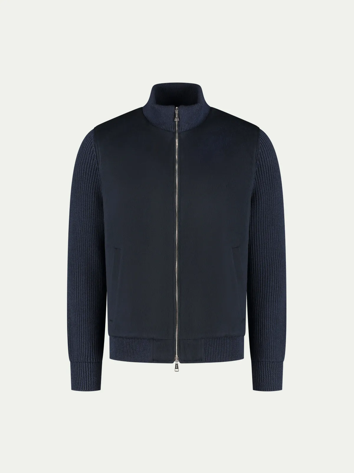 Navy Cashmere Bomber Jacket
