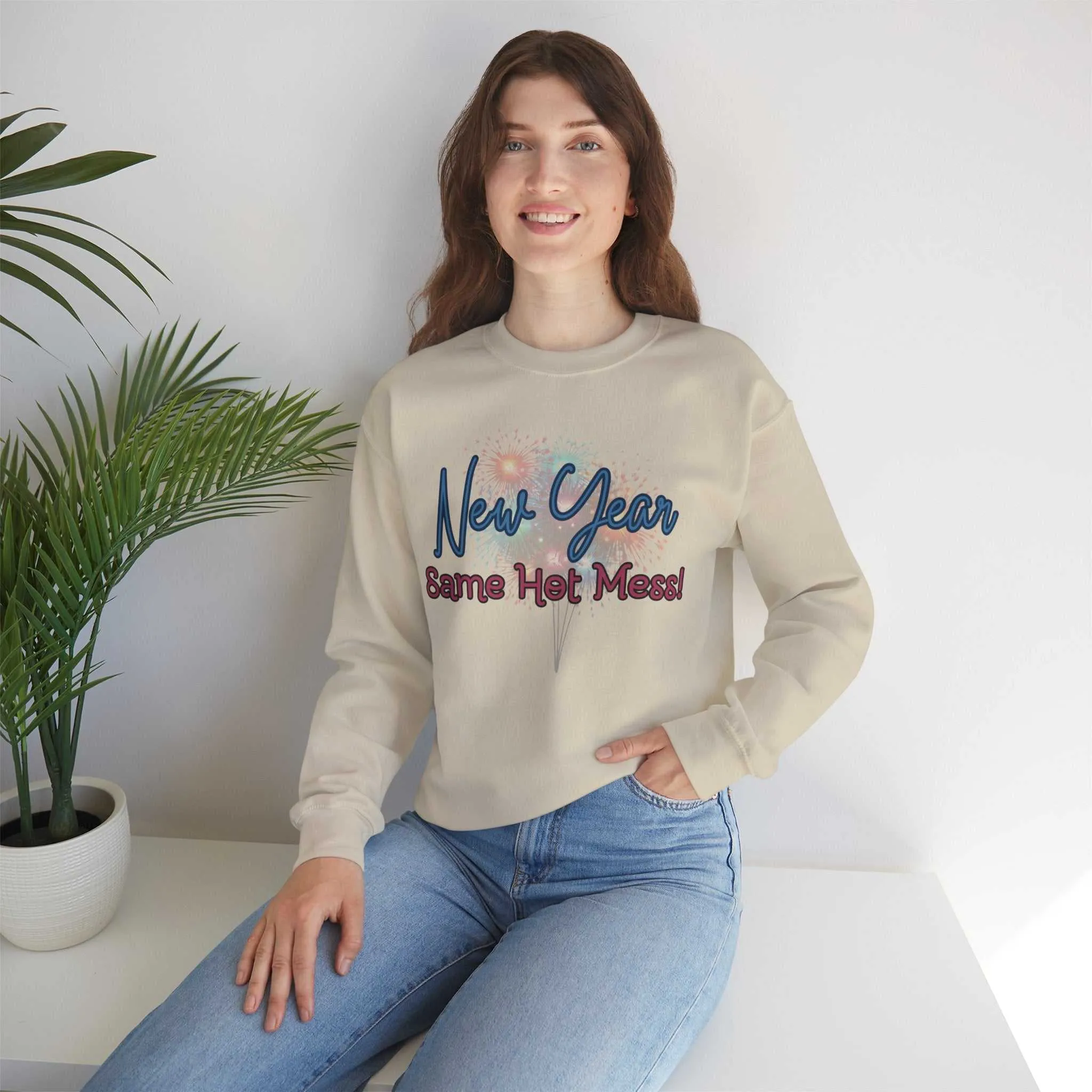 New Year, Same Hot Mess: Celebrating New Year Fireworks Sweatshirt