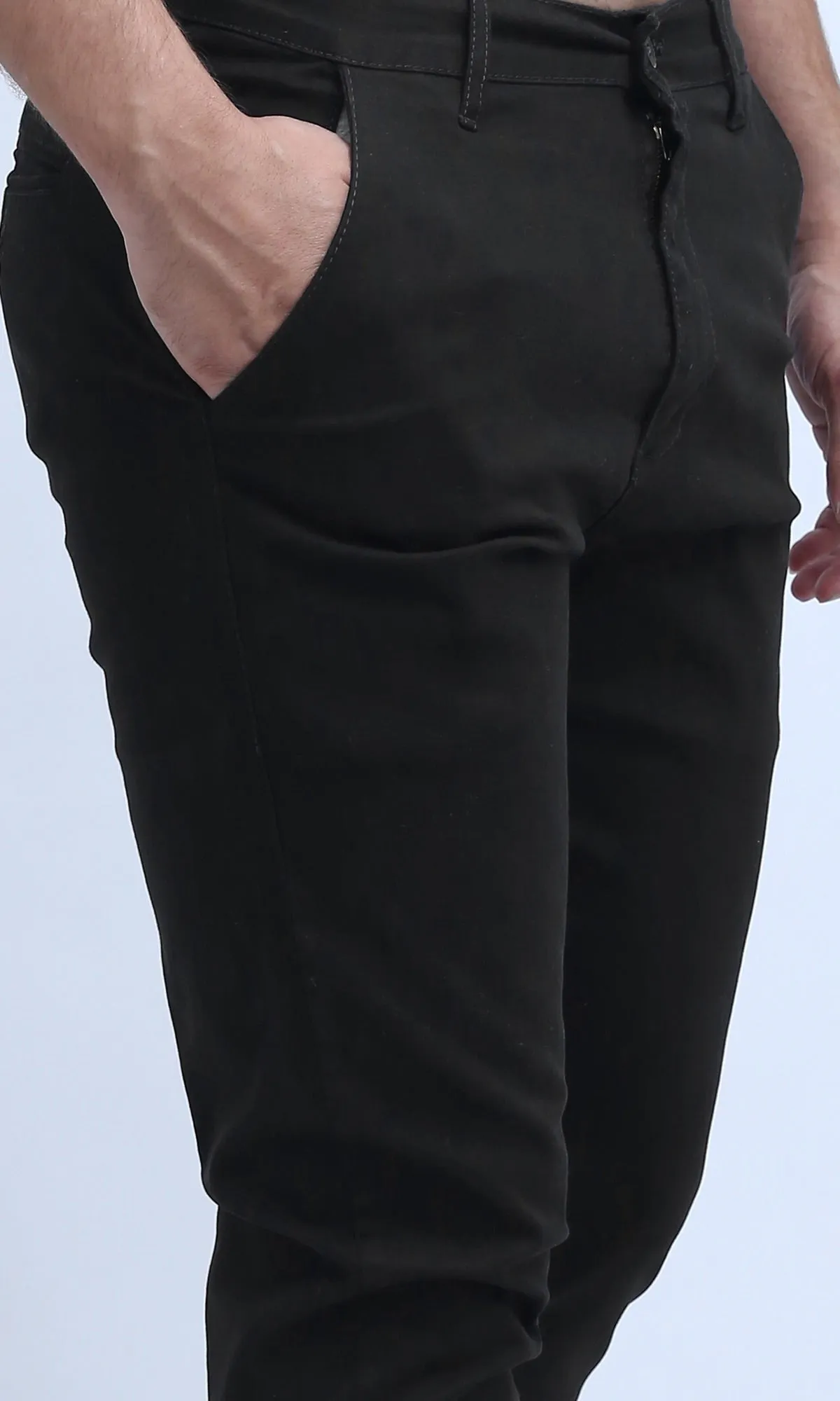 O201044 - Regular Fit Gabardine Pants - Black